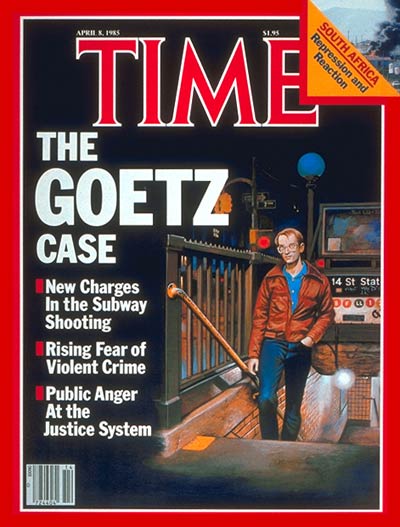 Обложка журнала Time, апрель 1985 г., процесс над Гетцем в самом разгаре