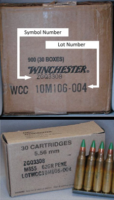  Boxes marked with the symbol number “ZGQ3308″ and the lot number “WCC10M106-004″