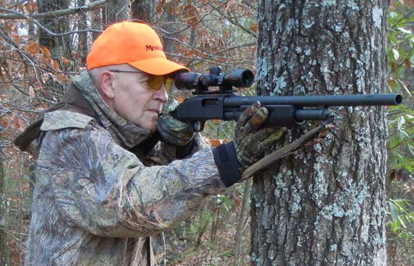 With the rifled cantilever-mount slug barrel, the author is well set up for whitetail.