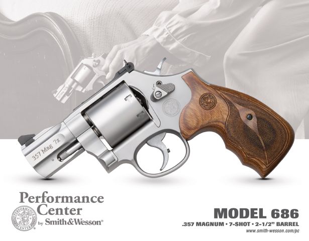 Model 686 Performance Center double-action revolver, offering a 2.5-inch barrel and seven .357 Magnum rounds for ultimate defensive applications
