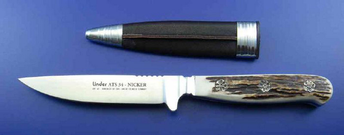 ATS 34 hunting knife deer horn