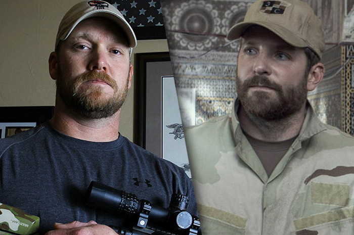 Крис Кайл (слева) и Брэдли Купер, сыгравший Криса в фильме «Американский снайпер»