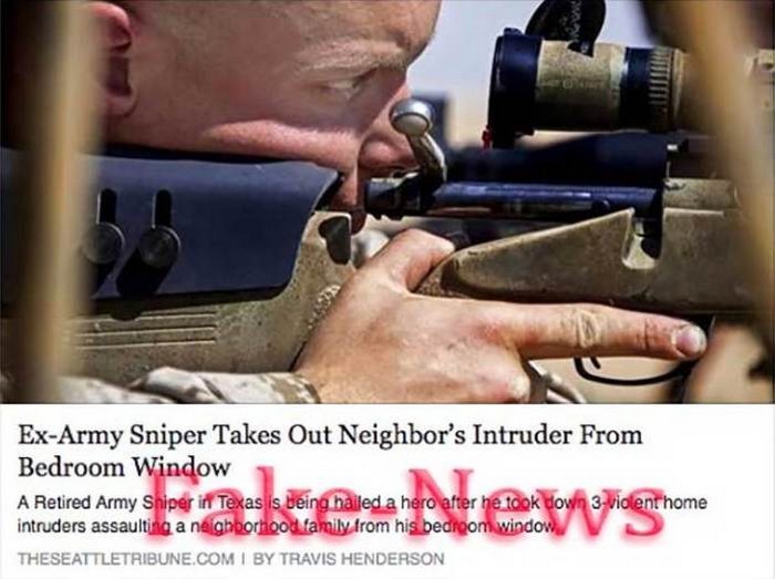 Новость о снайпере, который спас соседей от вооруженных преступников, оказалась фейком