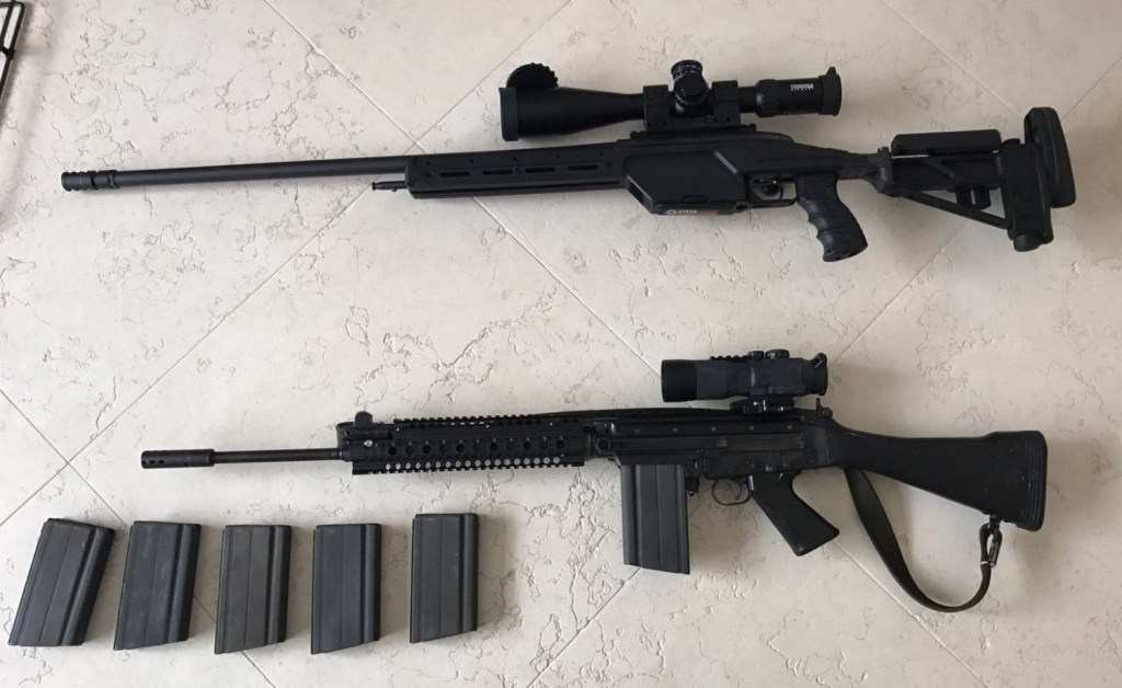The Steyr SSG 08 is a 6 000 USD rifle, plus the optics which I guess are about 3 000 USD.