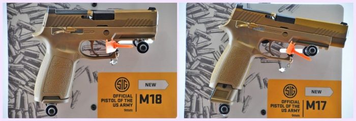 Модель M18 приблизно на 2,5 см коротше M17, у всьому іншому – це один і той же пістолет