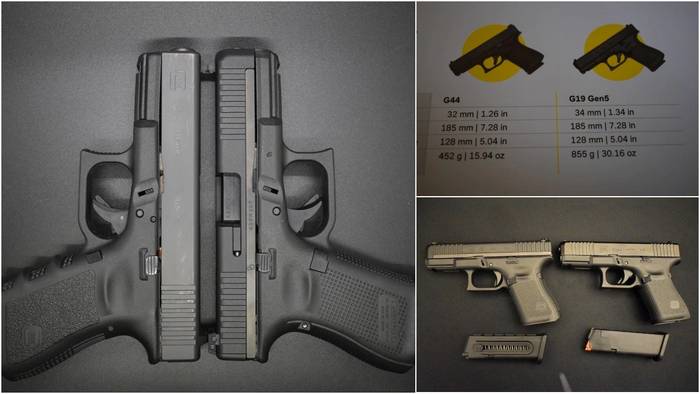 Glock 44 має такі ж розміри, як і 9-мм Glock 19, але набагато легший.