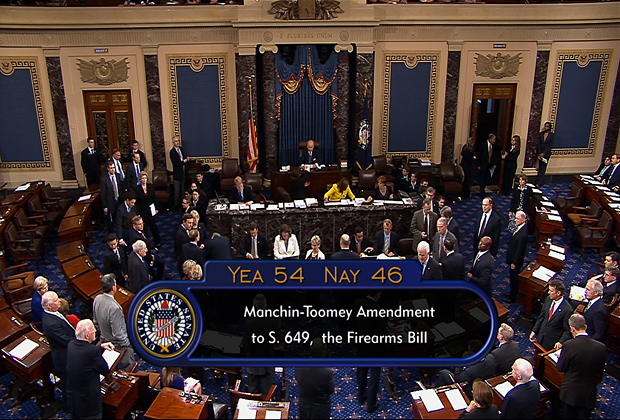 Результат голосования заседание сената США по вопросу о запрете оружия