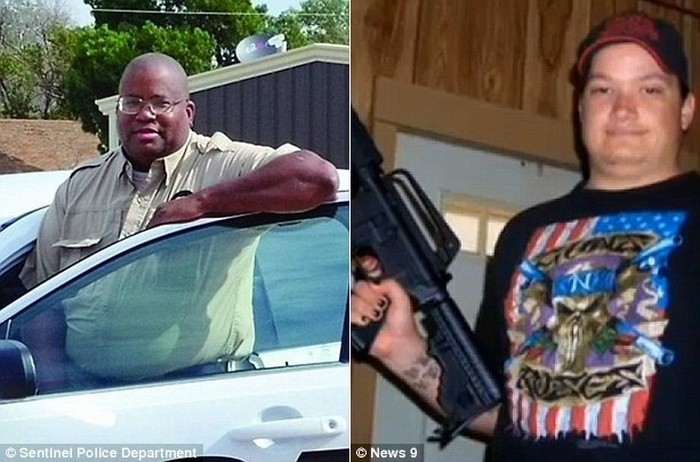 Ліворуч – начальник міської поліції міста Сентинел Льюїс Роос, праворуч – сертифікований вбивця зомбі Даллас Хортон