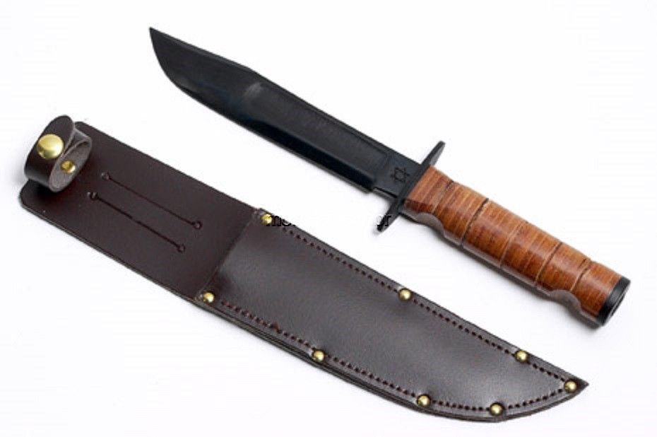 Sheffield England Tactical Military Israeli Commando Bowie Leather Handle Knife