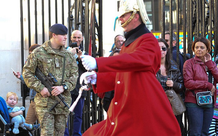 A soldier on duty in Horse Guards' Parade