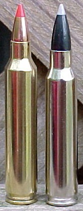 Патрон .204 Ruger (слева) и .223 Rem (справа)