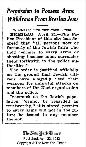 Замітка з газети The New York Times від 23 квітня 1933 року