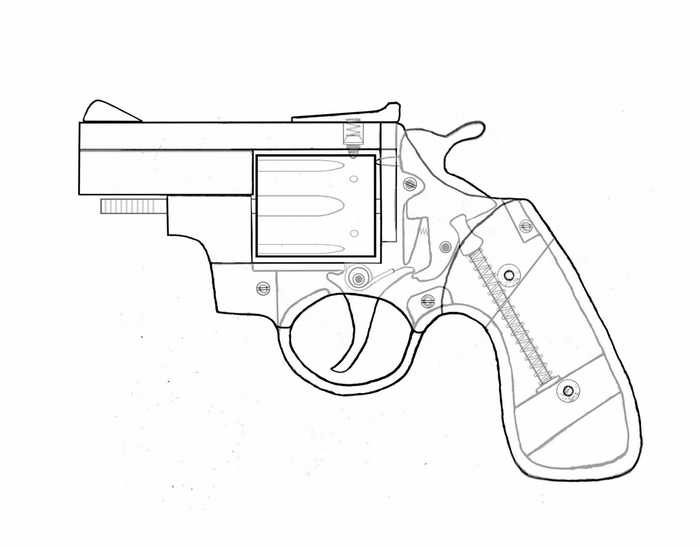 Расположение внутренних компонентов самодельного револьвера.