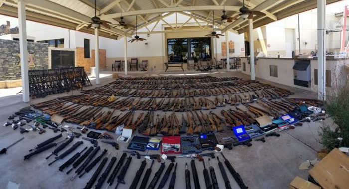 The seized firearms 