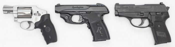 Субкомпактные S&W 642, Remington R51 и SIG Sauer P239 сопоставимой мощности.