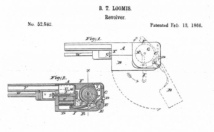Патент на складаний револьвер Бенджаміна Луміса 1866 р.
