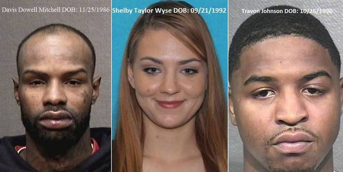 Три злочинця, які організували пограбування – Девіс Мітчелл, його дівчина Шелбі Вайз та спільник Трейвон Джонсон.