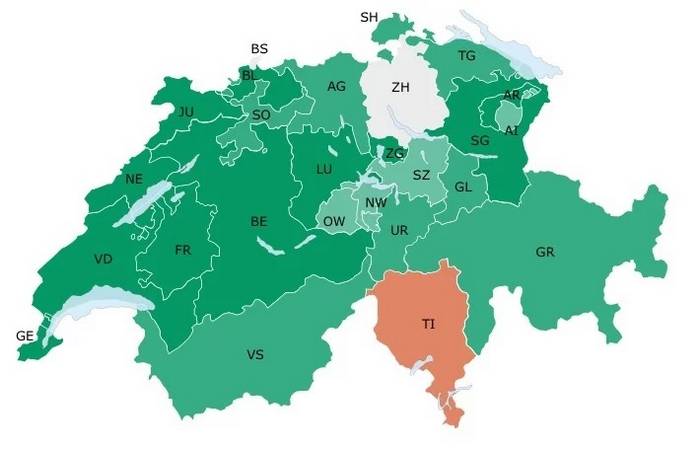 Результати голосування по кантонах.