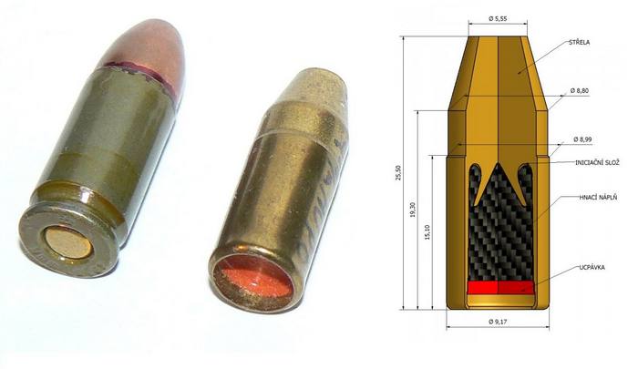 Обычный 9 мм патрон в сравнении с 9mm AUPO