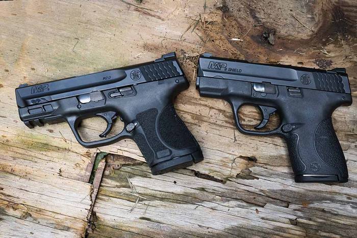 Ліворуч - Smith & Wesson M&P9 M2.0 Subcompact, справа - M&P9 Shield. 