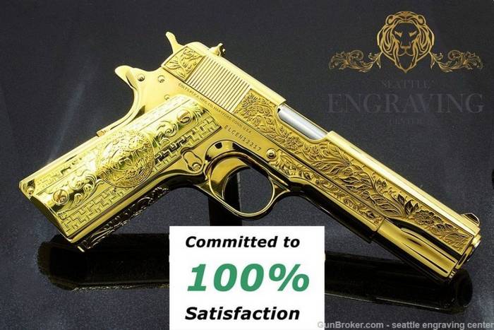Золотий Colt M1911 від Seattle Engraving Center