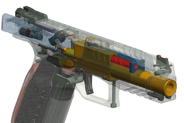 Конструкція пістолету Laugo Arms Alien “в рентгені”. 