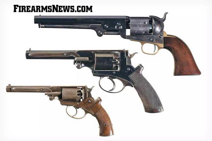 В роки золотої лихоманки в Австралію імпортували цілий ряд капсульних револьверів.