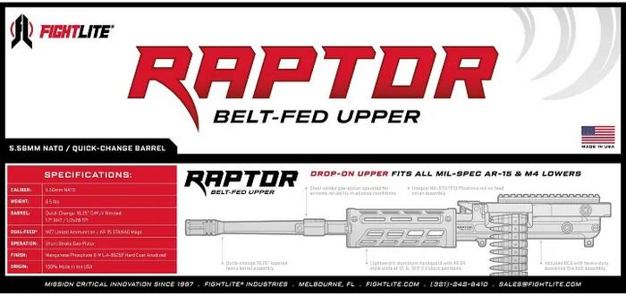 New FightLite Raptor Belt-Fed AR Upper