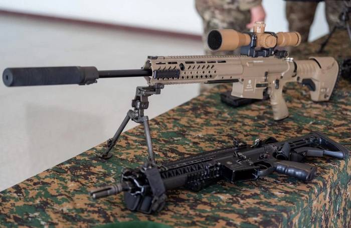 Турецька снайперська гвинтівка KMR762 та штурмова MPT-55 на озброєнні армії Грузії. 2025 рік. Грузія. Джерело: @SavunmaTR