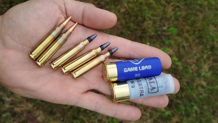 Антидроновий набій 5,56 мм поміж штатним кульовим 5,56 та патронами 12 калібру.