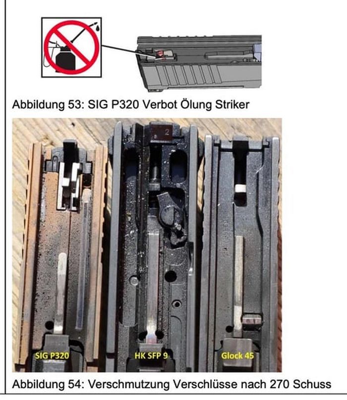  Порівняння забруднення затворів після 270 пострілів. Знімок екрана від Watson 
