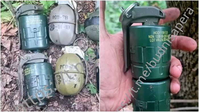 Модульні норвезькі гранати Nammo SOHG в руках російських військових в Україні. 2025 рік. Джерело: t.me/budnisapera
