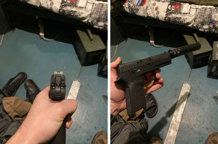 9х19mm Sig Sauer P320, обладнаний пістолетним глушником, виданий в одному з підрозділів ЗСУ