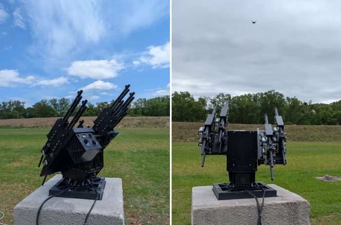 Турель з 8 стволами для протидії дронам, призначена для ураження FPV-дронів. Джерело: Drone Wars