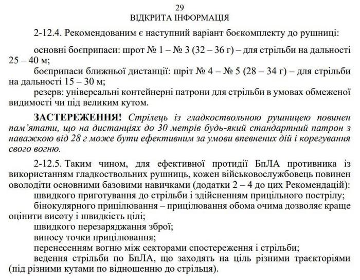  Методичка застосування гладкоствольної рушниці проти ворожих БпЛА. 2026 рік. Джерело: Telegram-канал «Про Зброю»