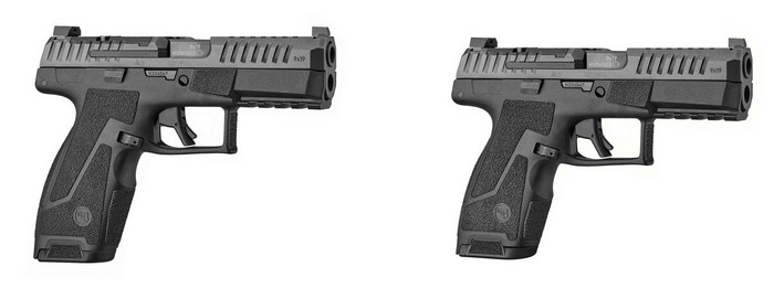 Напівавтоматичні пістолети CZ DUTY 4.0 F (ліворуч) та  CZ DUTY 4.0 C калібру 9 мм Luger — правий бік